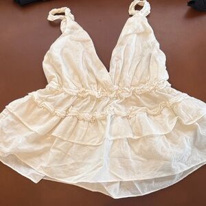 Storia Cream Ruffled Top